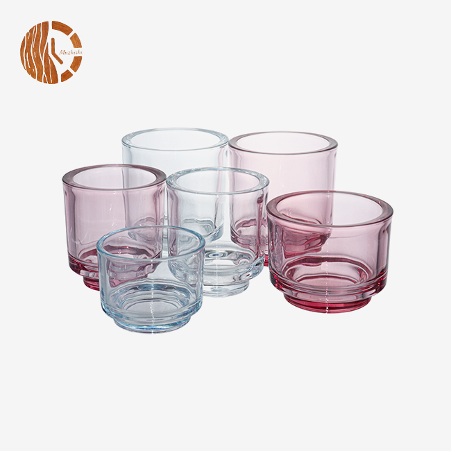 Ribbed Glass Candle Containers With Heavy Thick Base